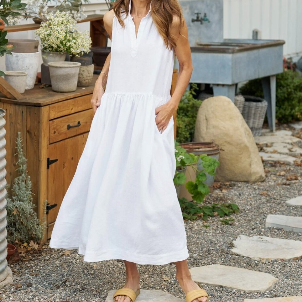 White, Washed Linen Dress
